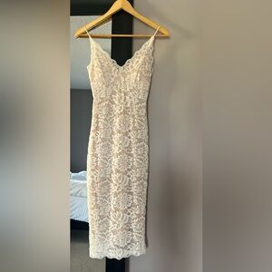 White/nude lace dress from Mendocino